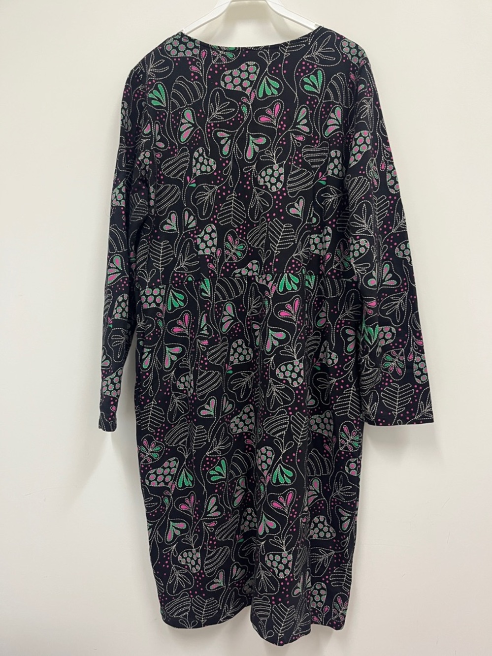 Gudrun Sjoden Black Floral Print Long Sleeve Women's Dress Size Large - Picture 3 of 7